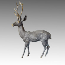 Animal Large Garden Sculpture Male Deer Decor Bronze Statue Tpal-058